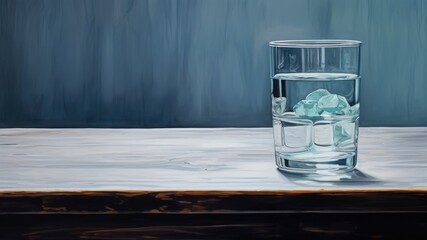 グラスに入った水の油絵_1