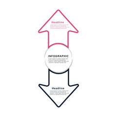 2 elements scheme, diagram. Two arrows. Infographic template