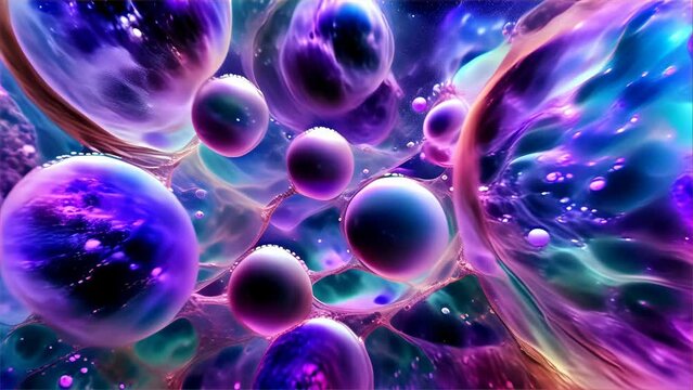 colorful bubbles floating in space, with vibrant colors and lighting effects that express the mysterious beauty of the cosmos.