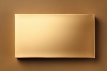 A golden silk-thread empty magnetic cardboard box with copy space on blank labels for customization, positioned on a luxurious golden silk surface. Empty blank label cardboard Box.