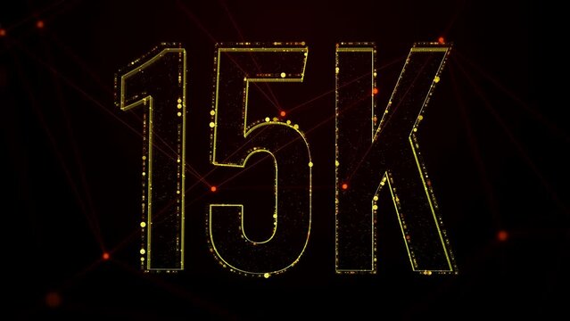 Luxury Digital Shiny Golden Glossy Metal Texture 15K Text Reveal Effect 3D Motion View On Connected Lines Dots Dark Red Background