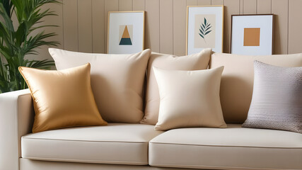 pillow sofa nordic style decorating. cosy comfort home interior design concept