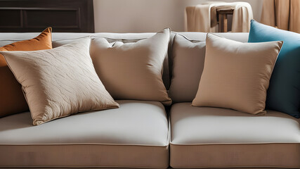 pillow sofa nordic style decorating. cosy comfort home interior design concept