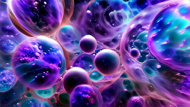 colorful bubbles floating in space, with vibrant colors and lighting effects that express the mysterious beauty of the cosmos.