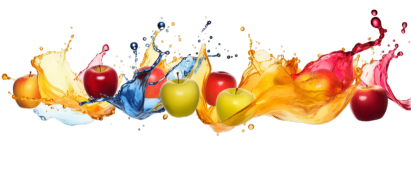 Apple juice splash isolated on a transparent background. - Powered by Adobe