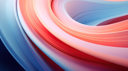 Swirling ribbons in blue and red hues.