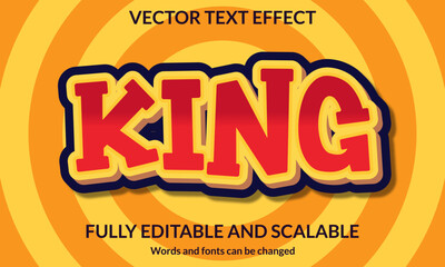 King 3D editable text effect typography vector template