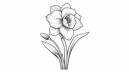 coloring page for kids, Daffodil, cartoon style, low detail, no shading