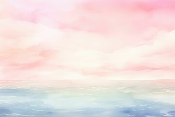 Watercolor Seascape Background: Tranquil Ocean Art with Beautiful Waves