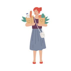 Eco-friendly lifestyle and reusable items, flat vector illustration isolated.