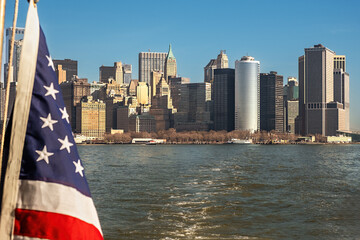 American Flag and the New York City Skyline