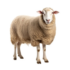 Portrait of sheep isolated on a transparent background. Animal PNG element.
