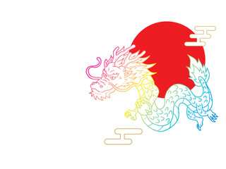 お正月辰年龍年賀状	
