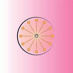 Round gradient mandala on white isolated background. Vector boho mandala in green and pink colors. Mandala with floral patterns.