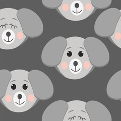 dog seamless pattern. cute animal in flat style.