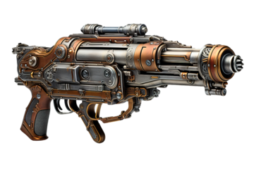 Old machine gun isolated on PNG Background. Generative Ai.