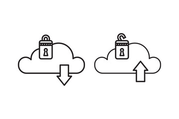 collection of icon design template with business technology theme. the object with combination cloud, lock, unlock, download and upload symbol.