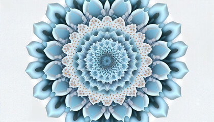 abstract element, Abstract light blue flower create mandala pattern isolated on white background, seamless patterns for design, textile, systematic art, Ai generated image 