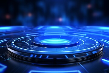 Blockchain Technology Modern Data Storage Network Blue Background.