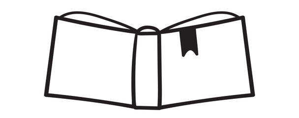 Open book. Outline icon. Vector illustration on white background.
