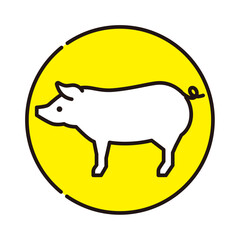 家畜　肉　イエロー　アイコン