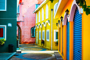 Colorful houses and building, minimal building, Abstract background of building, wallpaper. street...