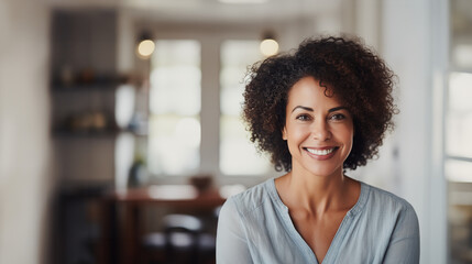 Close Up of Beautiful Young African American Woman in Her Dining Room