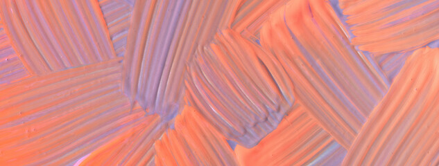 Abstract art background purple and coral colors. Watercolor painting with orange strokes and splash.