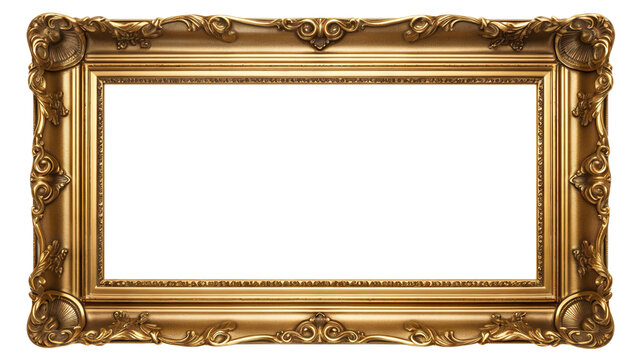 Golden rectangular picture frame, cut out