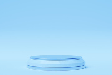 3d illustration of a blue  podium. 3d rendering. Minimalism geometry background