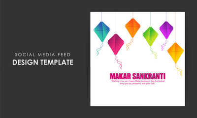 Vector illustration of Happy Makar Sankranti social media feed template