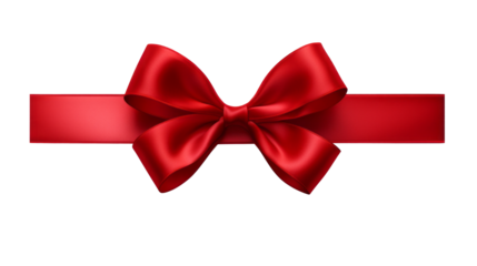 Red ribbon bow on a transparent background. For gift decoration, your wedding invitation card, greeting card, or gift boxes