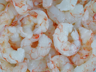 pile of raw red shrimp as food background