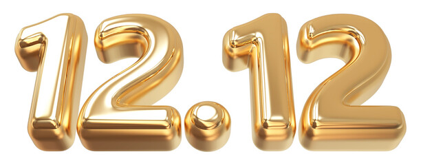 12.12 sale promotion gold number 3d render