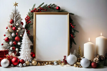 Picture Frame Adorned With Festive Christmas Decorations