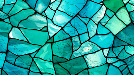 Abstract Aquatic Web: Tranquil Shades of Blue Crisscross in a Fluid Glass Mosaic