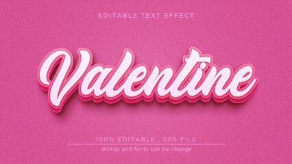 Happy valentine editable text effect. Pink text effect mockup template - obrazy, fototapety, plakaty