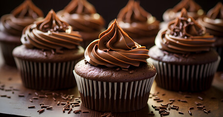 Dark chocolate cupcakes with chocolate ganache frosting