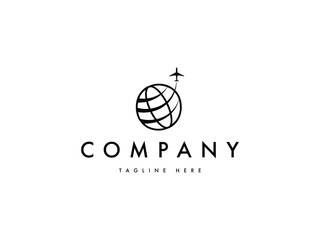 Fototapeta premium abstract plane with globe travel logo design