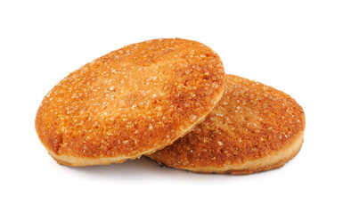 Beautiful round cookies isolated on a white background. Two cookies on a white background.