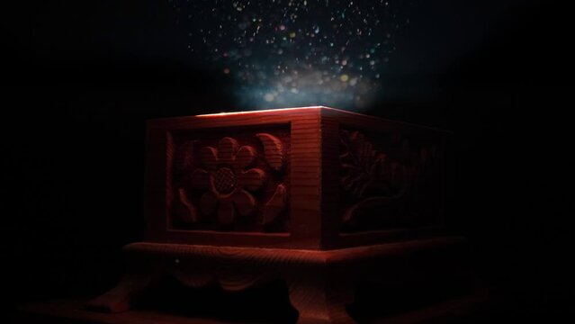 Light coming from a wooden box