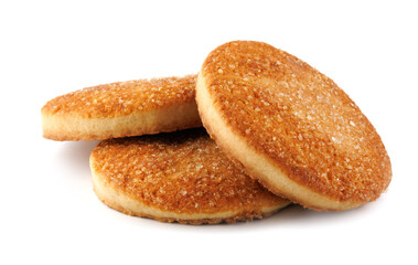 Beautiful round cookies isolated on a white background. A few cookies.