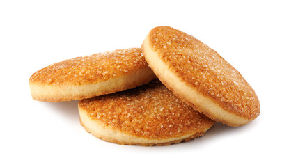 Beautiful round cookies isolated on a white background. A few cookies.