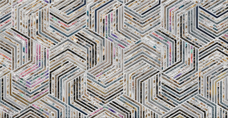 Fototapeta premium 3d decorative geometric background pattern, digital graphic design, ceramic, carpet, cover, interior.