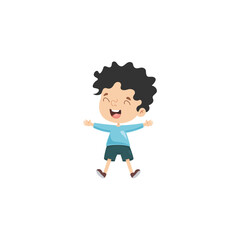 cute little vector child pose in cute clothes clip art