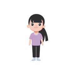 cute little vector child pose in cute clothes illustration