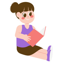 Girl Reading Book Illustration