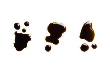 Drops of old engine oil isolated on white background, clipping path