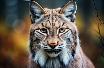 Obraz premium Lynx animal cat closeup. Nature outdoor forest big mammal. Generate Ai