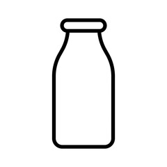 Black single milk bottle line icon, simple outline natural food flat design pictogram, infographic vector for app logo web button ui ux interface elements isolated on white background